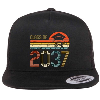 Class Of 2037 Grow With Me Prek Graduate Vintage Retro Flatbill Hat