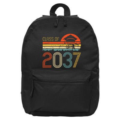 Class Of 2037 Grow With Me Prek Graduate Vintage Retro 16 in Basic Backpack
