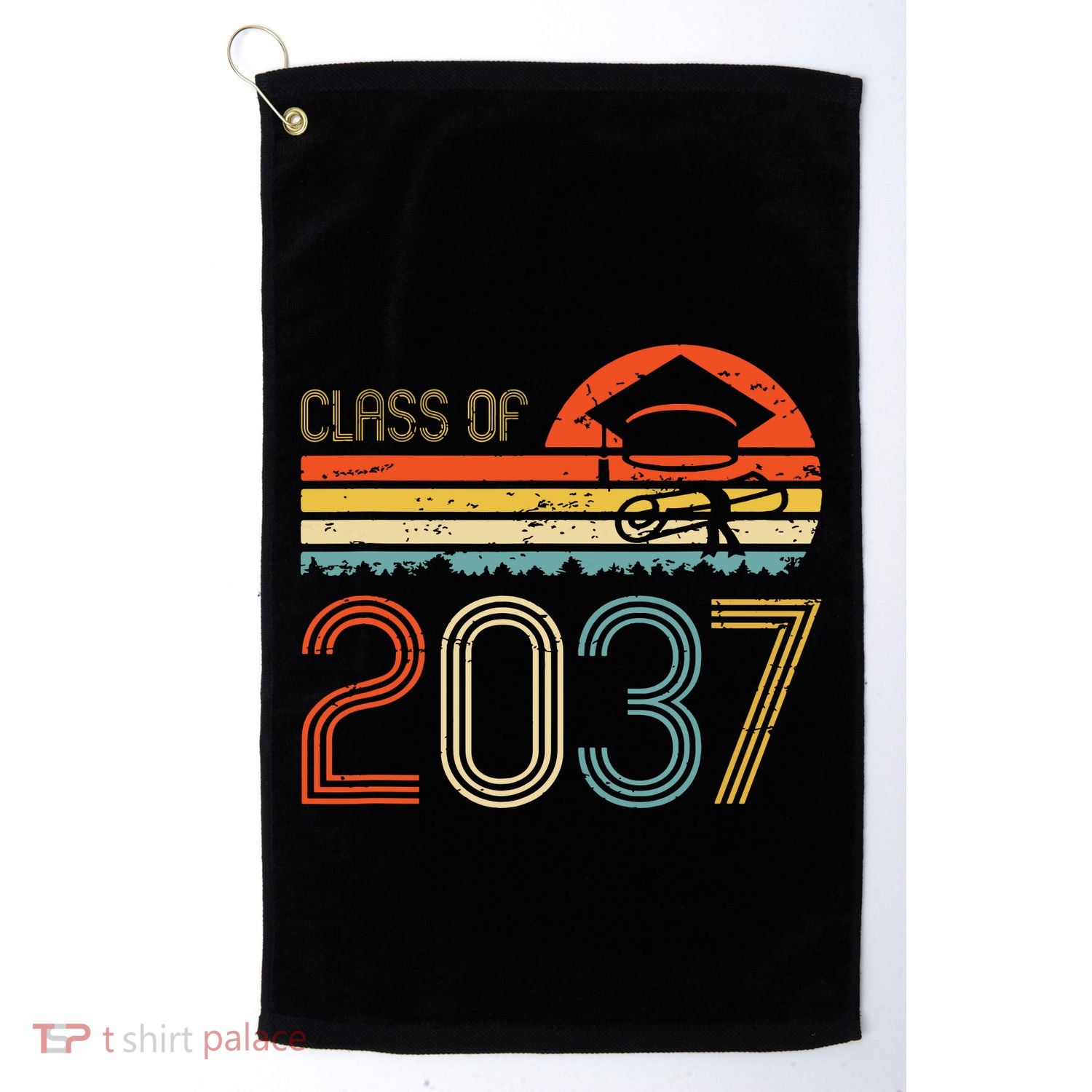 Class Of 2037 Grow With Me Prek Graduate Vintage Retro Golf Towel