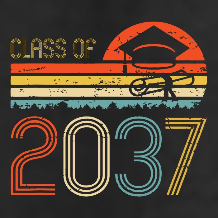 Class Of 2037 Grow With Me Prek Graduate Vintage Retro Golf Towel