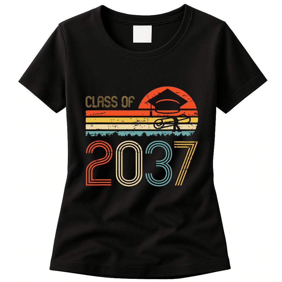 Class Of 2037 Grow With Me Prek Graduate Vintage Retro Womens T-Shirt