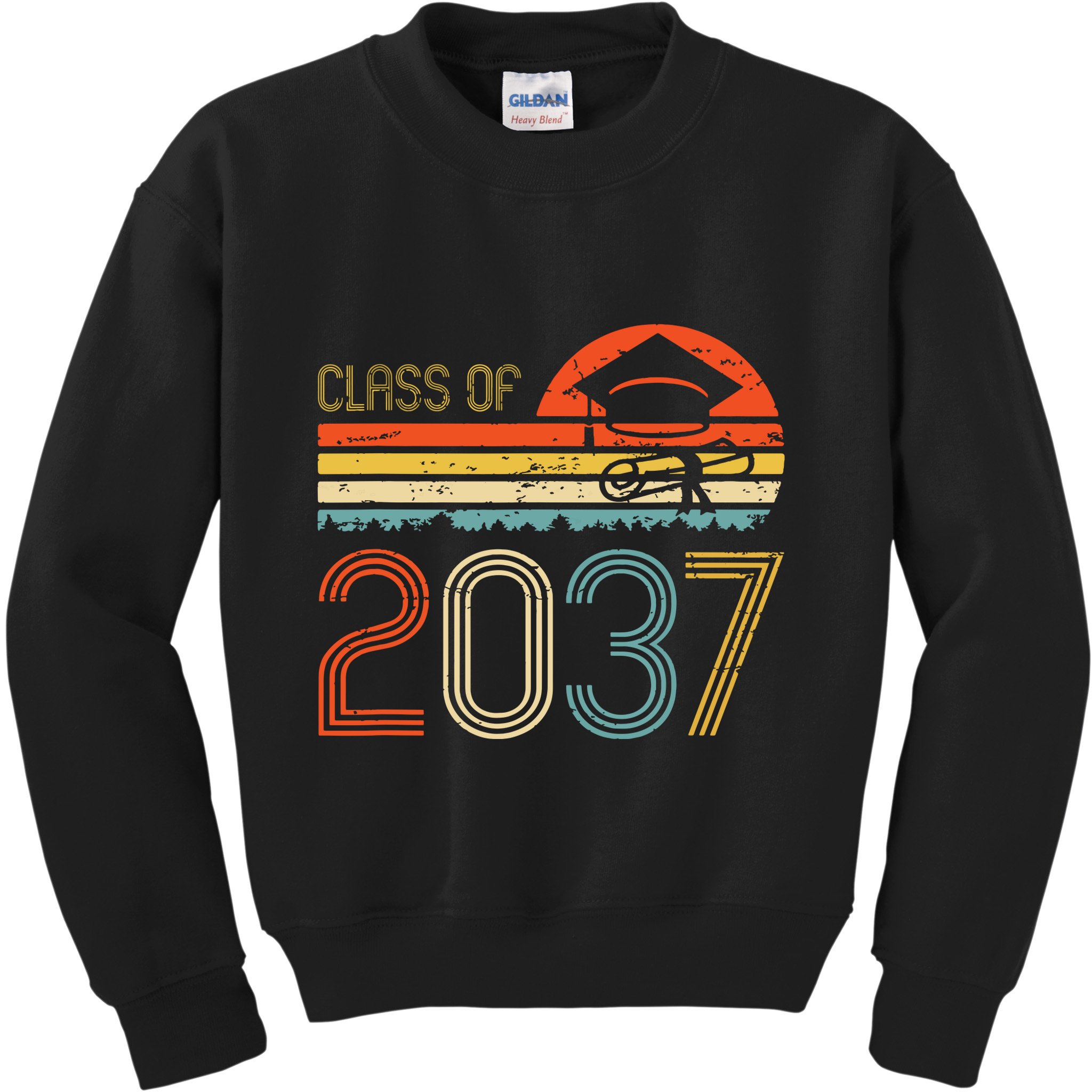 Class Of 2037 Grow With Me Prek Graduate Vintage Retro Kids Sweatshirt