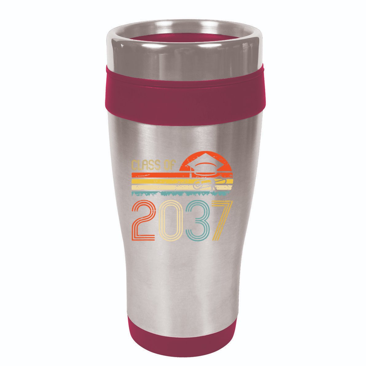 Class Of 2037 Grow With Me Prek Graduate Vintage Retro 16oz Travel Tumbler