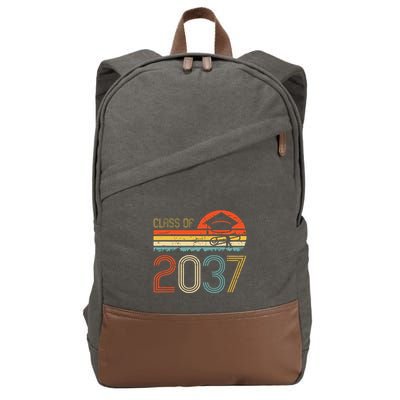 Class Of 2037 Grow With Me Prek Graduate Vintage Retro Cotton Canvas Backpack