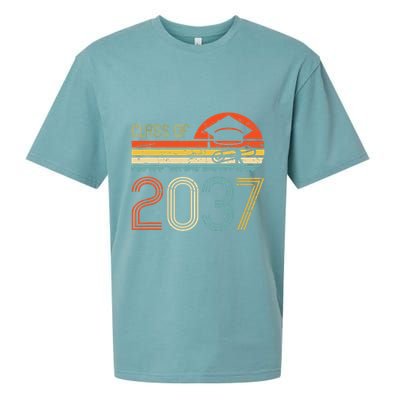 Class Of 2037 Grow With Me Prek Graduate Vintage Retro Sueded Cloud Jersey T-Shirt