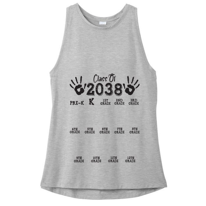 Class Of 2038 Grow With Me Handprint Pre K 12th Grade Ladies PosiCharge Tri-Blend Wicking Tank
