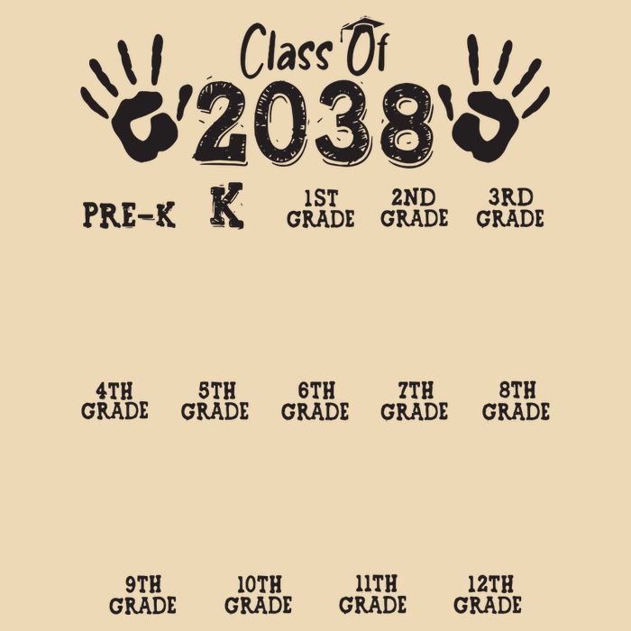 Class Of 2038 Grow With Me Handprint Pre K 12th Grade Drawstring Bag