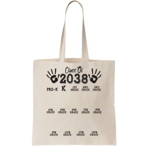 Class Of 2038 Grow With Me Handprint Pre K 12th Grade Tote Bag