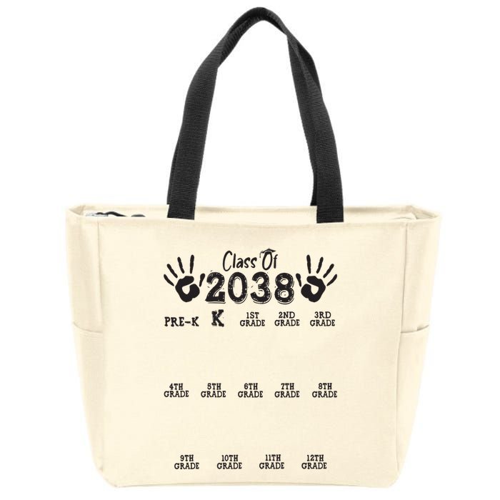 Class Of 2038 Grow With Me Handprint Pre K 12th Grade Zip Tote Bag