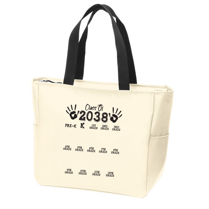 Class Of 2038 Grow With Me Handprint Pre K 12th Grade Zip Tote Bag