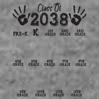 Class Of 2038 Grow With Me Handprint Pre K 12th Grade 7-Panel Snapback Hat