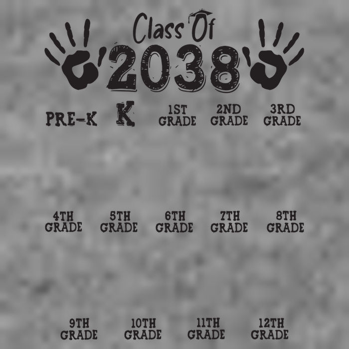 Class Of 2038 Grow With Me Handprint Pre K 12th Grade 7-Panel Snapback Hat