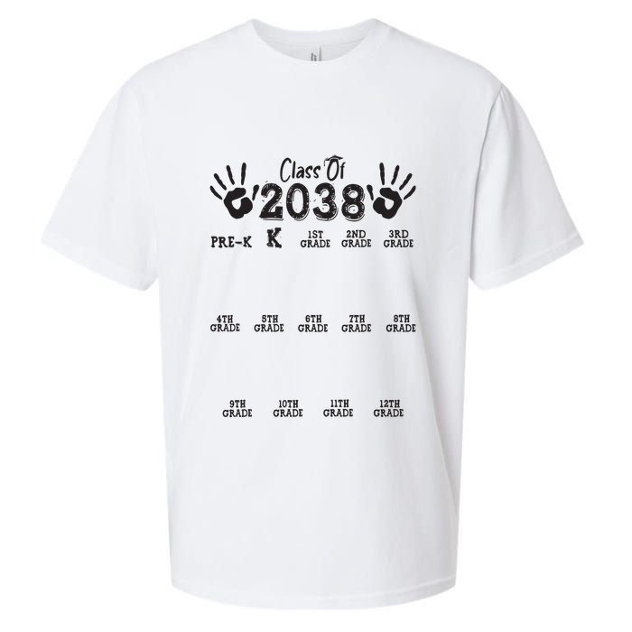 Class Of 2038 Grow With Me Handprint Pre K 12th Grade Sueded Cloud Jersey T-Shirt