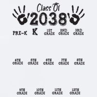 Class Of 2038 Grow With Me Handprint Pre K 12th Grade Sueded Cloud Jersey T-Shirt