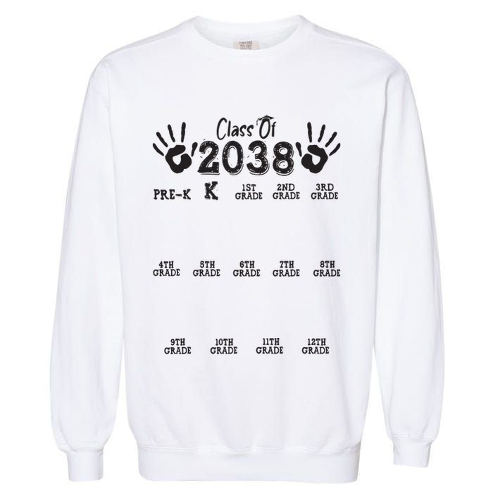 Class Of 2038 Grow With Me Handprint Pre K 12th Grade Garment-Dyed Sweatshirt