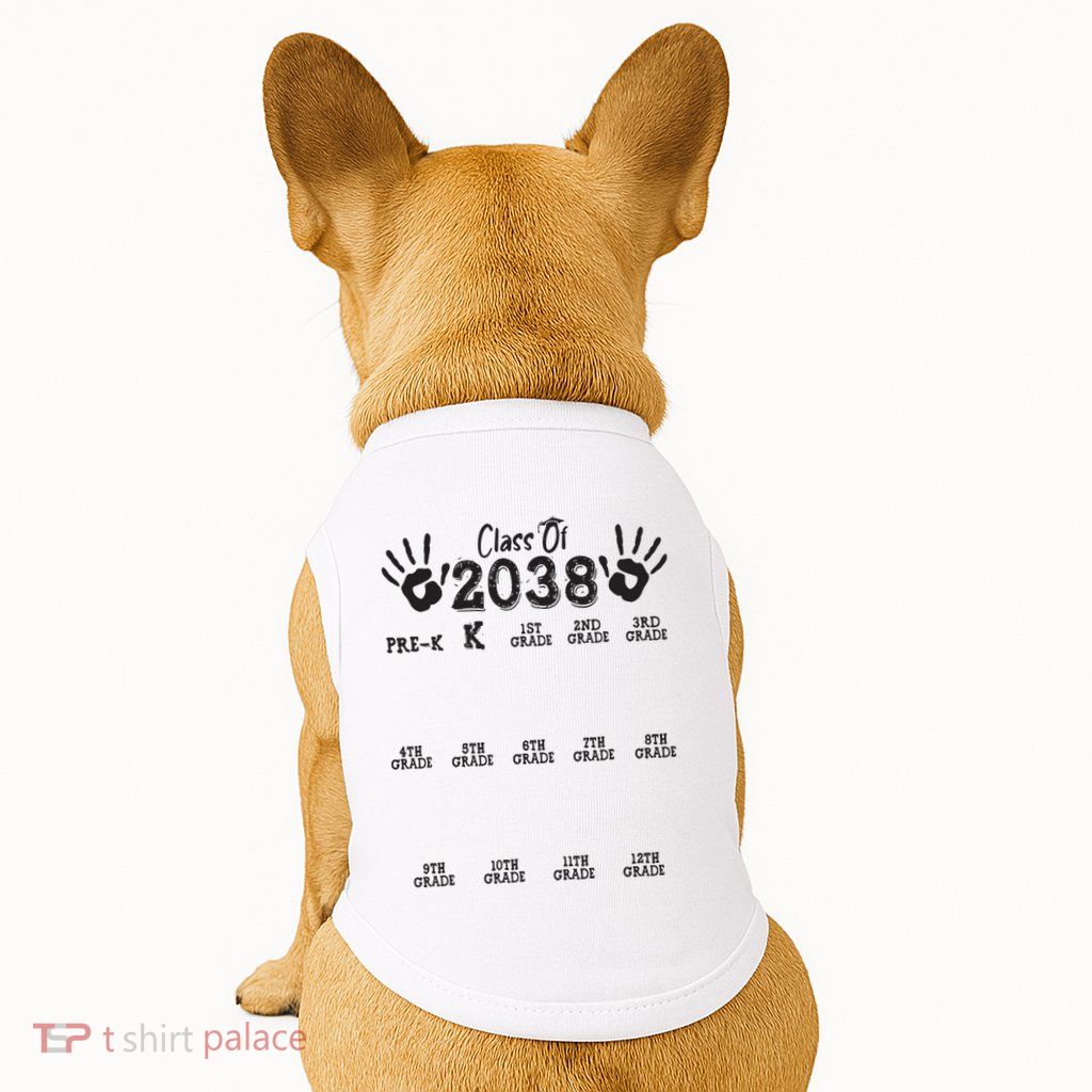 Class Of 2038 Grow With Me Handprint Pre K 12th Grade Doggie Tank