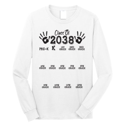 Class Of 2038 Grow With Me Handprint Pre K 12th Grade Long Sleeve Shirt