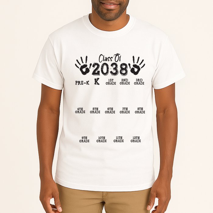 Class Of 2038 Grow With Me Handprint Pre K 12th Grade Tall T-Shirt