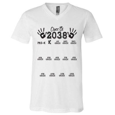 Class Of 2038 Grow With Me Handprint Pre K 12th Grade V-Neck T-Shirt