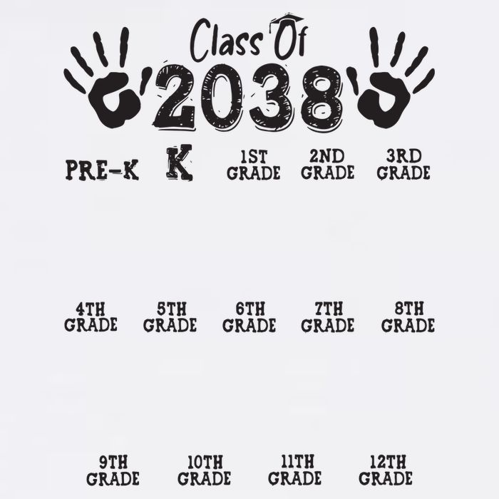 Class Of 2038 Grow With Me Handprint Pre K 12th Grade Sustainable Bucket Hat