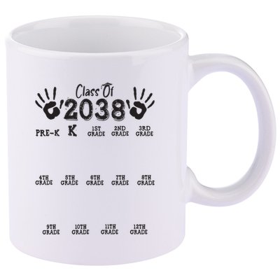 Class Of 2038 Grow With Me Handprint Pre K 12th Grade 11oz C Handle Ceramic Mug
