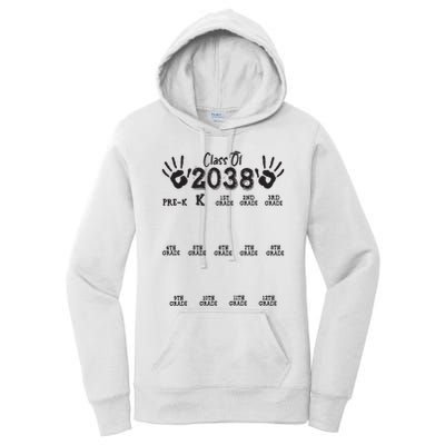 Class Of 2038 Grow With Me Handprint Pre K 12th Grade Women's Pullover Hoodie