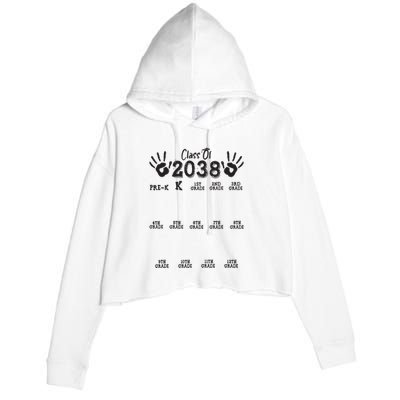 Class Of 2038 Grow With Me Handprint Pre K 12th Grade Crop Fleece Hoodie