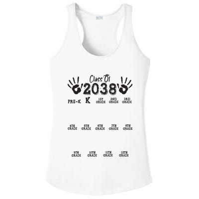 Class Of 2038 Grow With Me Handprint Pre K 12th Grade Ladies PosiCharge Competitor Racerback Tank