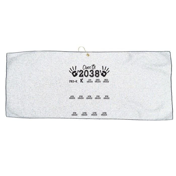 Class Of 2038 Grow With Me Handprint Pre K 12th Grade Large Microfiber Waffle Golf Towel