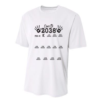 Class Of 2038 Grow With Me Handprint Pre K 12th Grade Youth Performance Sprint T-Shirt