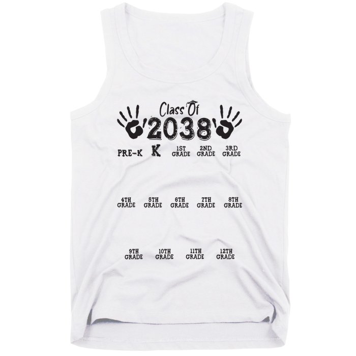 Class Of 2038 Grow With Me Handprint Pre K 12th Grade Tank Top