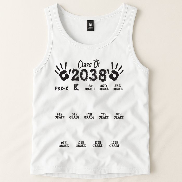 Class Of 2038 Grow With Me Handprint Pre K 12th Grade Tank Top