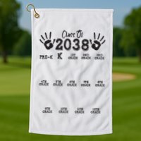 Class Of 2038 Grow With Me Handprint Pre K 12th Grade Golf Towel