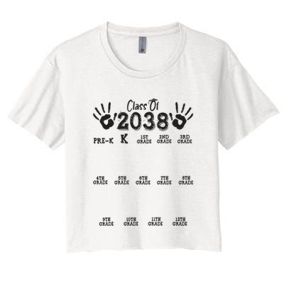 Class Of 2038 Grow With Me Handprint Pre K 12th Grade Crop Top