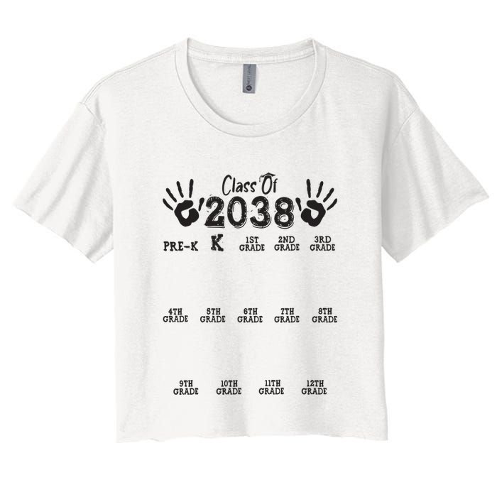 Class Of 2038 Grow With Me Handprint Pre K 12th Grade Crop Top