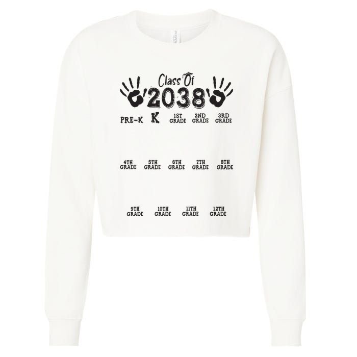 Class Of 2038 Grow With Me Handprint Pre K 12th Grade Cropped Pullover Crew