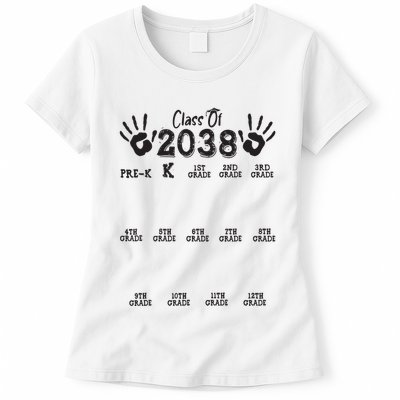 Class Of 2038 Grow With Me Handprint Pre K 12th Grade Womens T-Shirt