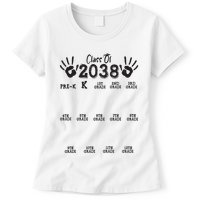 Class Of 2038 Grow With Me Handprint Pre K 12th Grade Womens T-Shirt