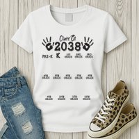 Class Of 2038 Grow With Me Handprint Pre K 12th Grade Womens T-Shirt