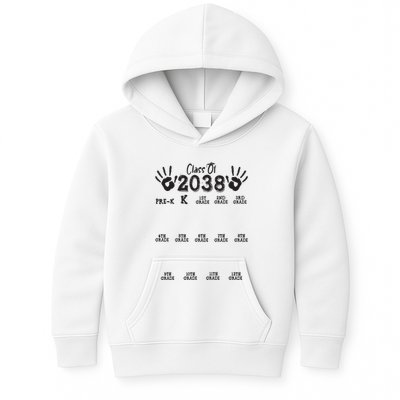 Class Of 2038 Grow With Me Handprint Pre K 12th Grade Kids Hoodie