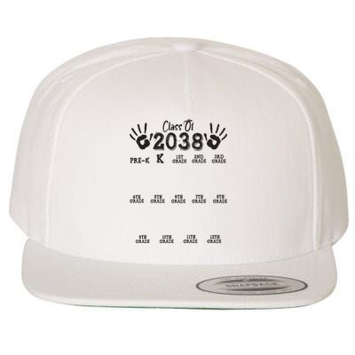 Class Of 2038 Grow With Me Handprint Pre K 12th Grade Wool Snapback Cap