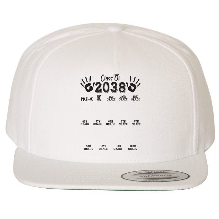 Class Of 2038 Grow With Me Handprint Pre K 12th Grade Wool Snapback Cap