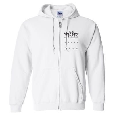 Class Of 2038 Grow With Me Handprint Pre K 12th Grade Full Zip Hoodie
