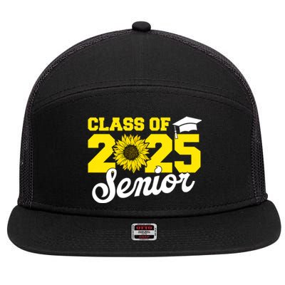 Class Of 2025 Senior 2025 Sunflower Back To School 2025 Girl 7 Panel Mesh Trucker Snapback Hat