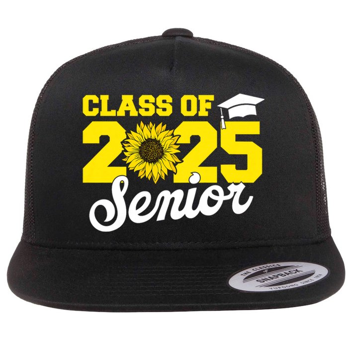 Class Of 2025 Senior 2025 Sunflower Back To School 2025 Girl Flat Bill Trucker Hat