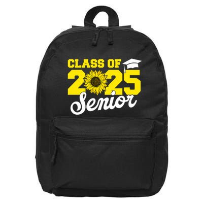 Class Of 2025 Senior 2025 Sunflower Back To School 2025 Girl 16 in Basic Backpack