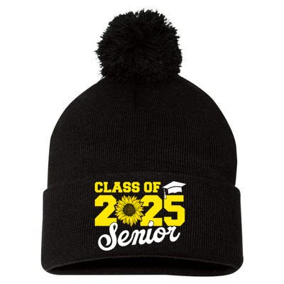 Class Of 2025 Senior 2025 Sunflower Back To School 2025 Girl Pom Pom 12in Knit Beanie