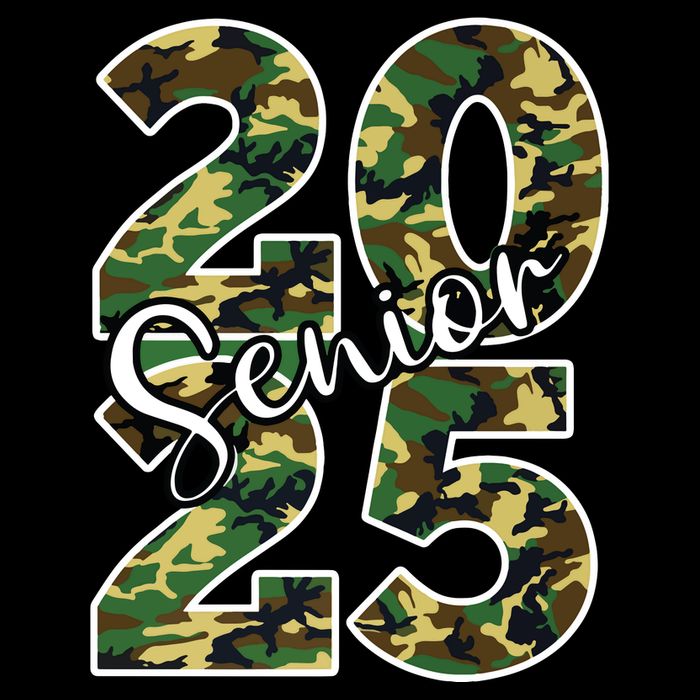 Class Of 2025 Camo Senior Cropped Pullover Crew