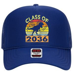 Class Of 2036 Grow With Me Dinosaur First Day Of Preschool High Crown Mesh Back Trucker Hat