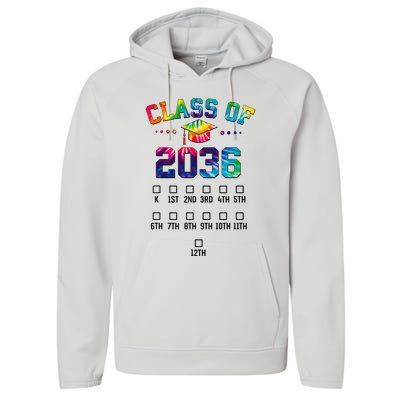 Class of 2036 Grow With Me With Space For Checkmarks Performance Fleece Hoodie